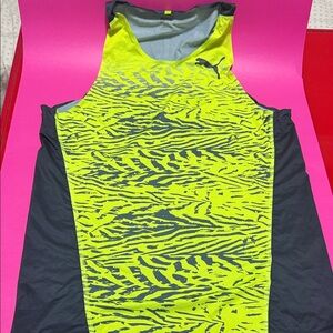 Puma Pro Elite Black and Bright Yellow Running Tank Top